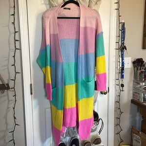1X Shein rainbow cardigan with pockets